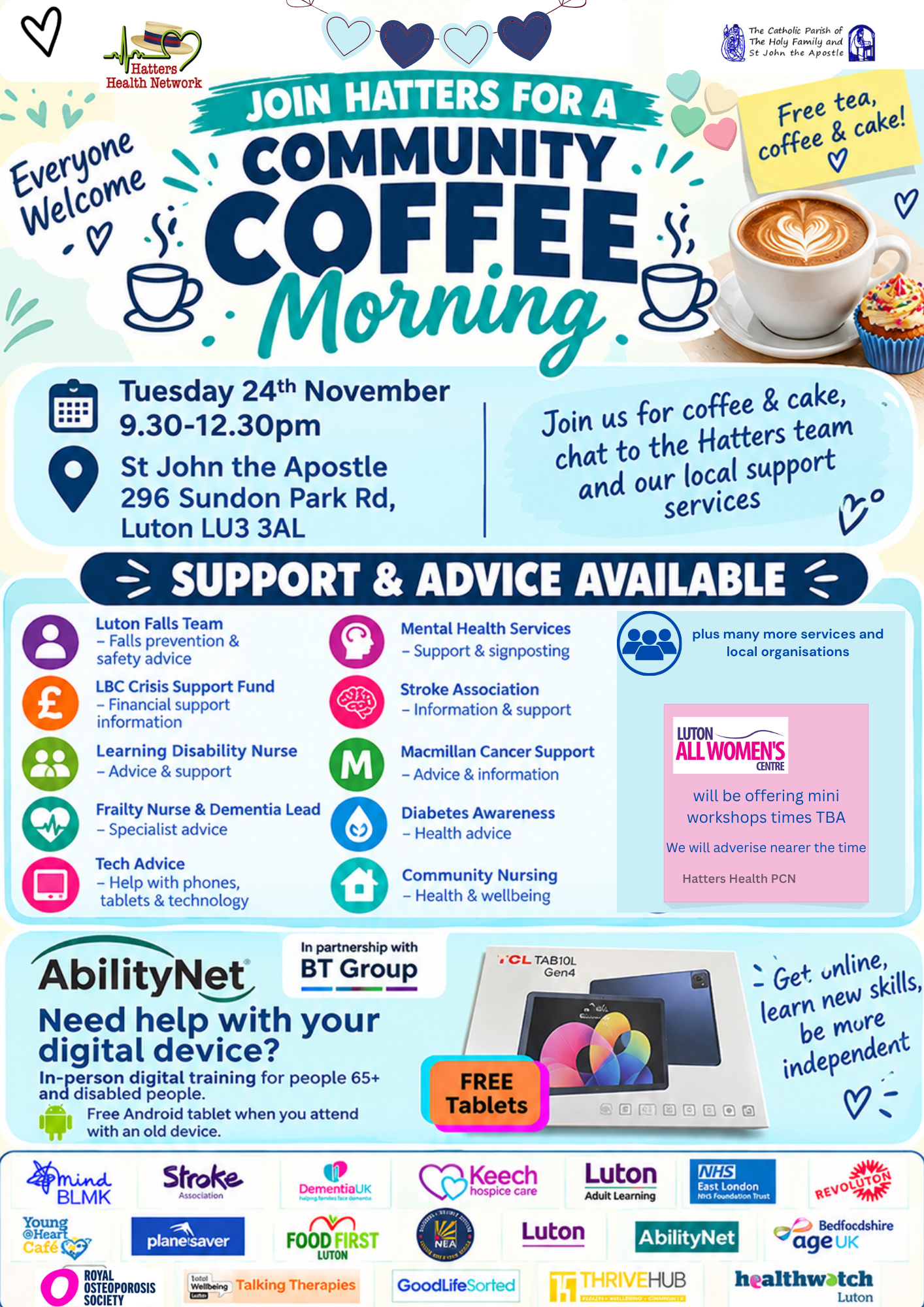 ☕💙 JOIN HATTERS FOR OUR COMMUNITY COFFEE MORNING! 🧁